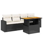 vidaXL Salon de jardin 5 Pièces avec coussins noir résine tressée