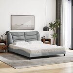 vidaXL Lit avec matelas Hvar gris clair 160x200 cm tissu