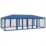 vidaXL Tente de fête avec 12 parois latérales en maille bleu 8x4m PEHD