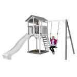 AXI Structure de jeu Beach Tower Blanc gris avec 1 balancoire et toboggan Blanc et bac à sable