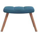 vidaXL Chaise à bascule avec tabouret en velours bleu