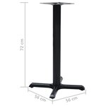 vidaXL Pied de table de bistro noir 56x56x72 cm fonte