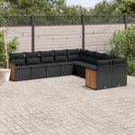 vidaXL Salon de jardin 10 Pièces avec coussins noir résine tressée