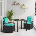 vidaXL Ensemble de salle à manger de jardin 3 pièces noir poly rattan