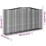 vidaXL Panier de gabions arqué 400x50x200/220 cm Fer galvanisé