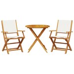 vidaXL Ensemble de bistro 3 Pièces blanc crème tissu et bois massif