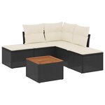 vidaXL Salon de jardin 6 Pièces avec coussins noir résine tressée