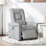vidaXL Fauteuil de massage inclinable électrique gris clair tissu