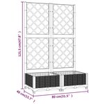 vidaXL Jardinière avec treillis Gris foncé 80x40x121 5 cm PP