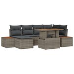 Ensemble de Canapés de Jardin 7 Pièces avec Coussins Gris en Rattan