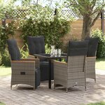vidaXL Ensemble de salle à manger pour jardin 5 Pièces Gris Poly rotin