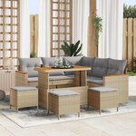 vidaXL Ensemble de canapé de jardin 9 Pièces Beige Poly rotin