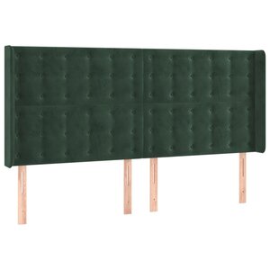 vidaXL Tête de lit avec oreilles Vert foncé 163x16x118/128 cm Velours