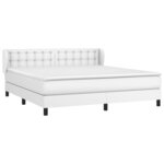 vidaXL Sommier à lattes de lit avec matelas Blanc 160x200cm Similicuir