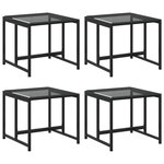 vidaXL Tabourets de jardin lot de 4 noir résine tressée
