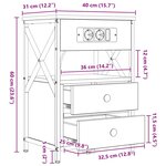 vidaXL Cabinet de chevet 2 Pièces Chêne Sonoma 40 x 31 x 60 cm