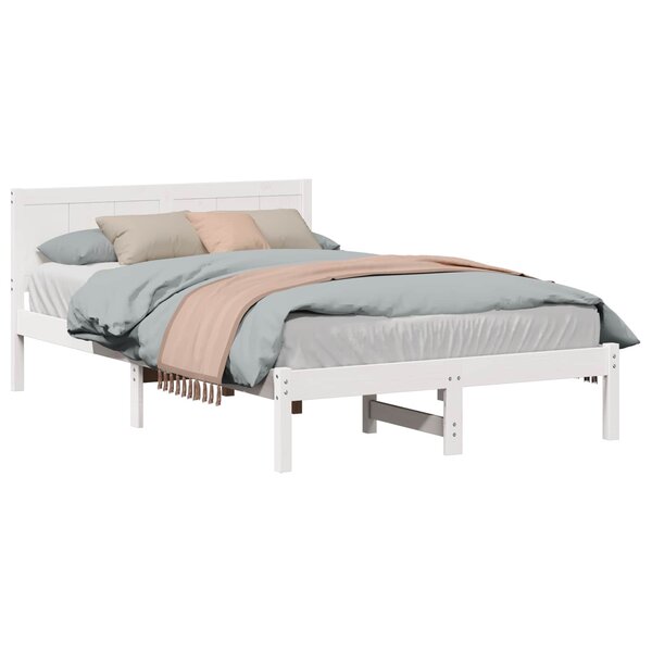 vidaXL Cadre de lit Blanc 135 x 190 cm Bois de pin massif