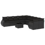 vidaXL Salon de jardin 11 Pièces avec coussins noir résine tressée