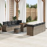 vidaXL Ensemble de Canapé de Jardin 11 Pièces avec Coussins en Poly Rattan Gris