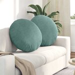 vidaXL Coussins de siège 2 Pièces Vert Mer Ø 40 x 13 cm Velours