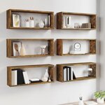vidaXL Étagères murales cube 6 Pièces Chêne fumé 60x15x23 cm Bois