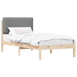 vidaXL Cadre de lit avec tête de lit rembourrée Gris clair 90 x 190 cm