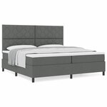 vidaXL Lit à ressorts avec matelas Gris foncé 200 x 200 cm tissu
