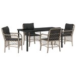 vidaXL Ensemble de salle à manger de jardin de 5 pièces avec coussins gris clair en poly rattan
