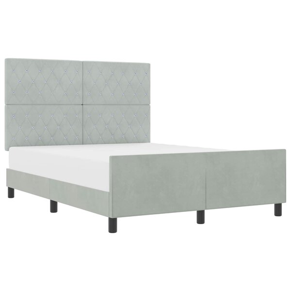 vidaXL Lit à ressorts avec tête de lit Gris clair 140 x 190 cm Velours