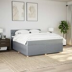 vidaXL Sommier à lattes de lit avec matelas Gris clair 180x200cm Tissu