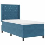 vidaXL Lit à ressorts avec tête de lit Bleu 100 x 200 cm Velours