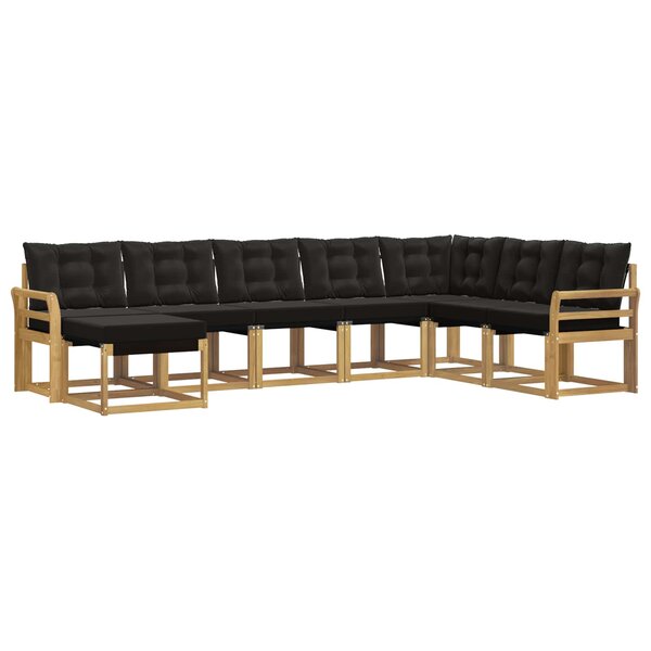 vidaXL Ensemble de canapés d'extérieur 8 Pièces Blanc et noir