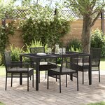Ensemble de salle à manger de jardin 5 pièces vidaXL avec coussins en poly rattan noir