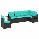 vidaXL Salon de jardin 6 Pièces avec coussins noir résine tressée