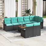 vidaXL Ensemble de canapé de jardin avec coussin 9 Pièces Noir polyrotin