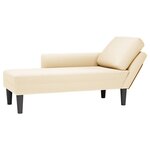 vidaXL Chaise longue avec coussin crème tissu en velours côtelé