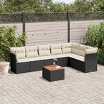 vidaXL Salon de jardin 8 Pièces avec coussins noir résine tressée