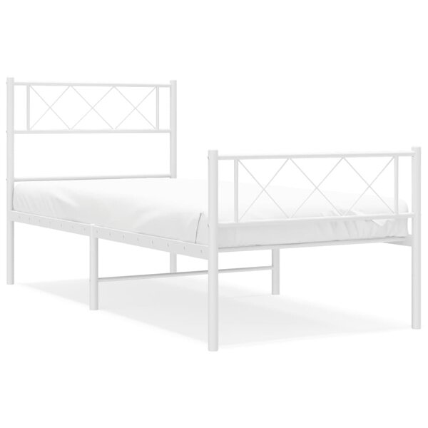 vidaXL Cadre de lit métal sans matelas avec pied de lit blanc 90x190cm