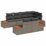 vidaXL Ensemble de canapé de jardin 7 Pièces Gris 264 x 154 x 85 cm