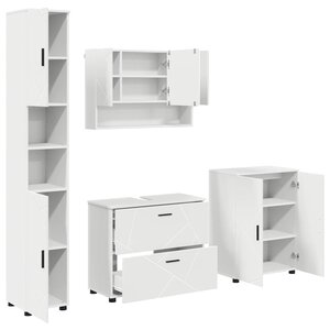 vidaXL Ensemble de mobilier de salle de bain avec tiroir 4 Pièces Blanc
