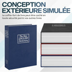 ACROPAQ Coffre Fort Discret a clé Livre- Coffre-fort a clé 155 x 245 x 55 mm simulé en livre- Sécurisez vos objets- Bleu