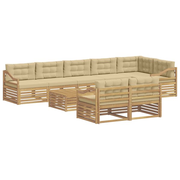 vidaXL Ensemble de canapés d'extérieur 9 pc Blanc et Beige