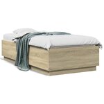 vidaXL Cadre de lit avec LED sans matelas chêne sonoma 75x190 cm