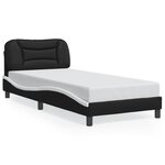 vidaXL Cadre de lit avec LED sans matelas Hvar noir et blanc 90x200 cm