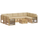 vidaXL Ensemble de canapés d'extérieur 10 pc Blanc et Beige Polyester