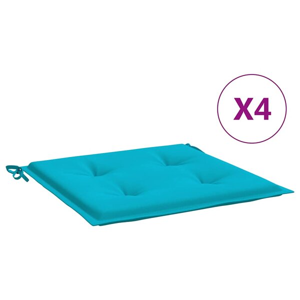 vidaXL Coussins de chaise de jardin lot de 4 turquoise 40x40x4cm tissu