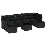 vidaXL Ensemble de canapé de jardin avec coussin 8 Pièces Noir polyrotin