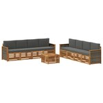 vidaXL Ensemble de canapés d'extérieur 9 pc Naturel et Anthracite