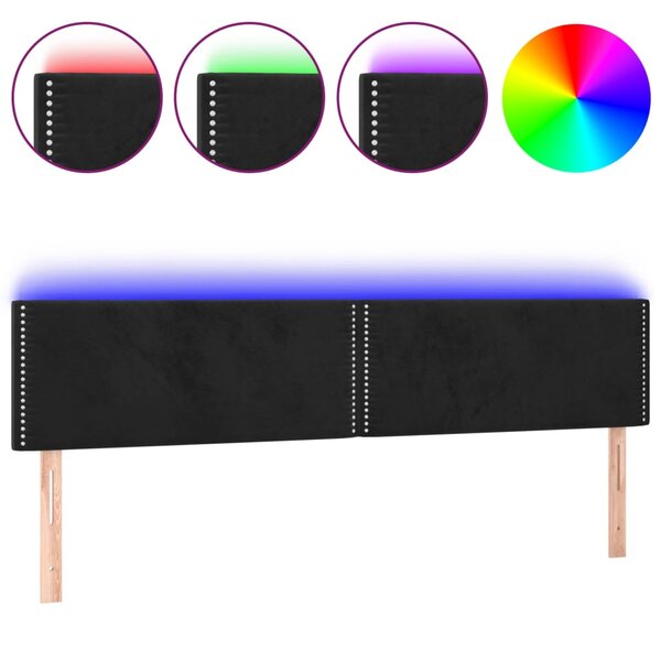 vidaXL Tête de lit à LED Noir 200x5x78/88 cm Velours