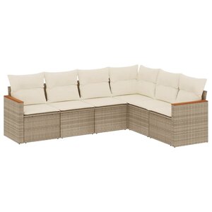 vidaXL Salon de jardin avec coussins 6 Pièces beige résine tressée